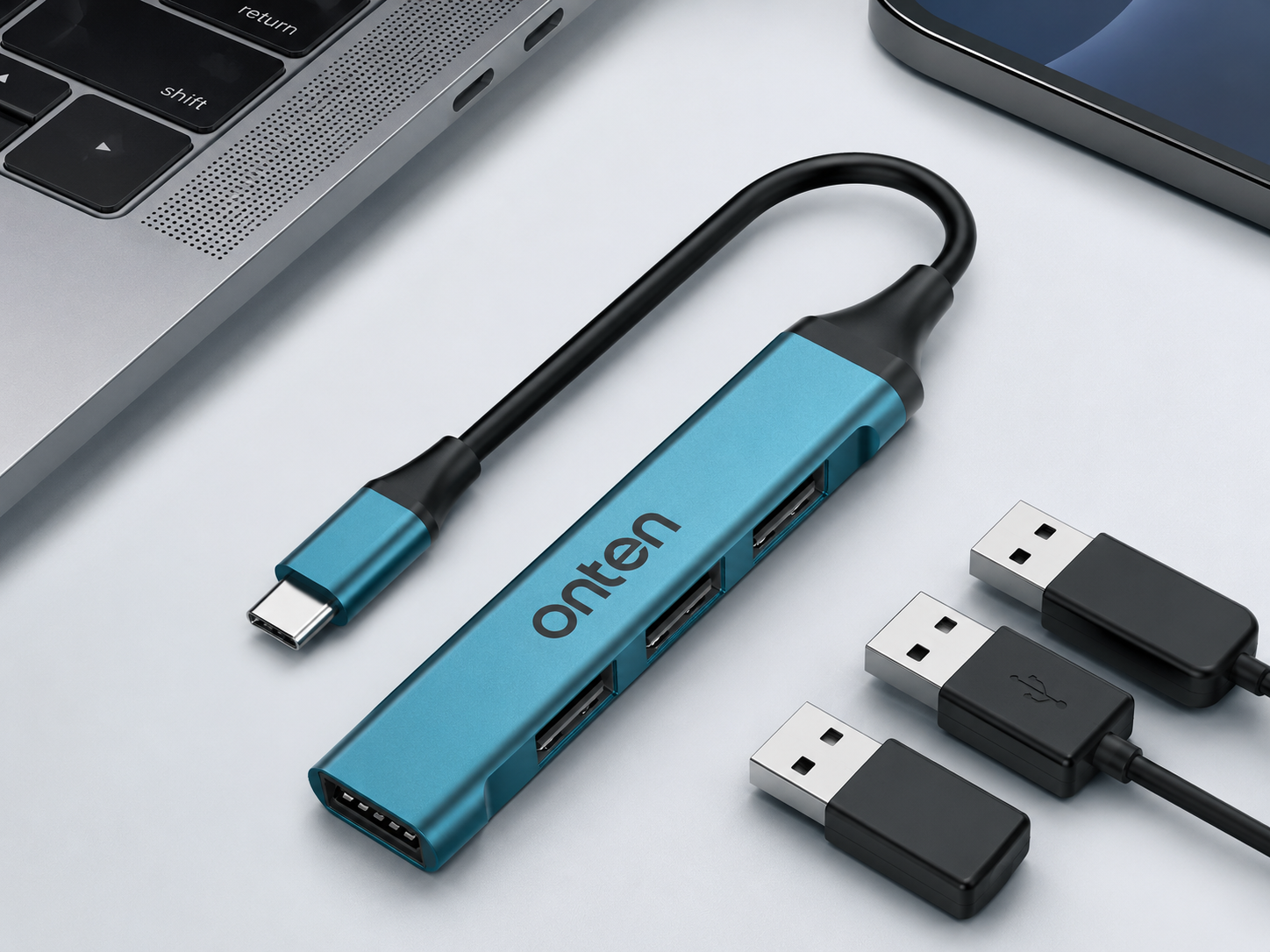 ONTEN OTN-9701D Type-C to 4-Port USB 2.0 Hub Review: Why It's the Perfect Portable Expansion Solution