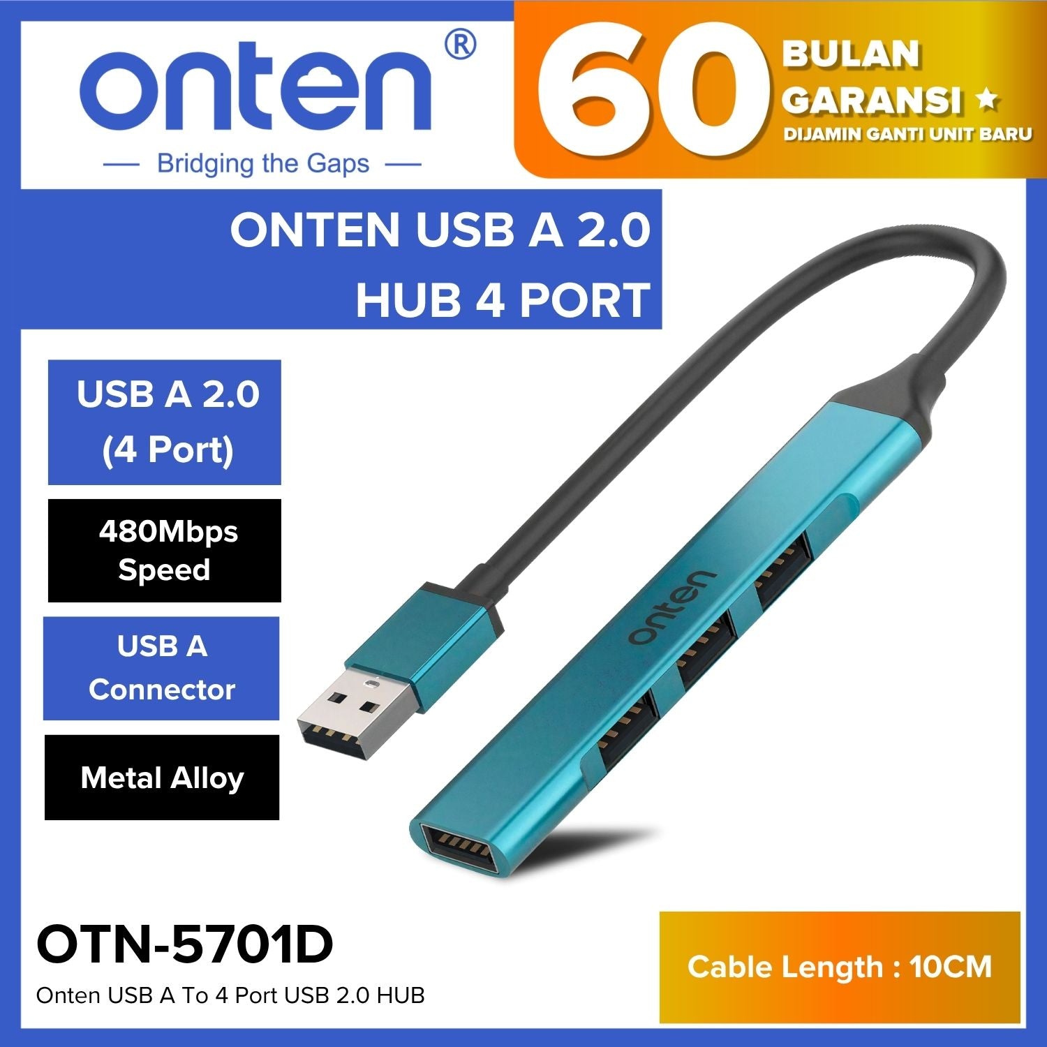 OTN-5701D ONTEN USB A 2.0 HUB 4 Port
