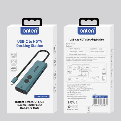 OTN-UC123P Type C HUB 6 IN 1 With Screen OFF & Mute