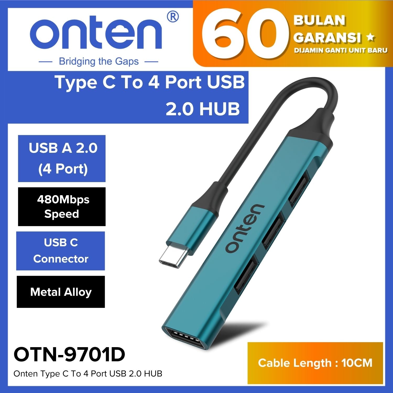 OTN-9701D ONTEN USB C 2.0 HUB 4 Port