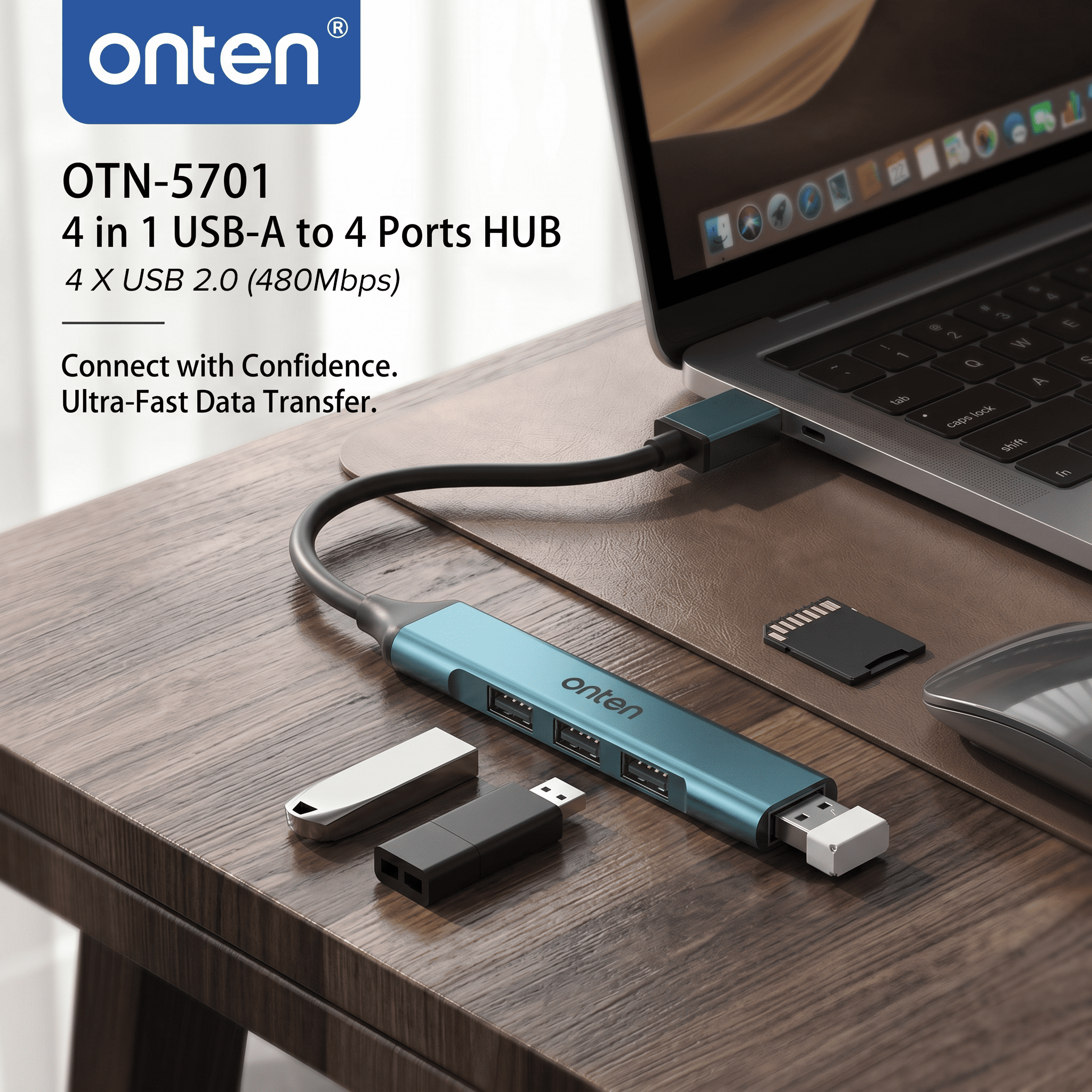 OTN-5701D ONTEN USB A 2.0 HUB 4 Port
