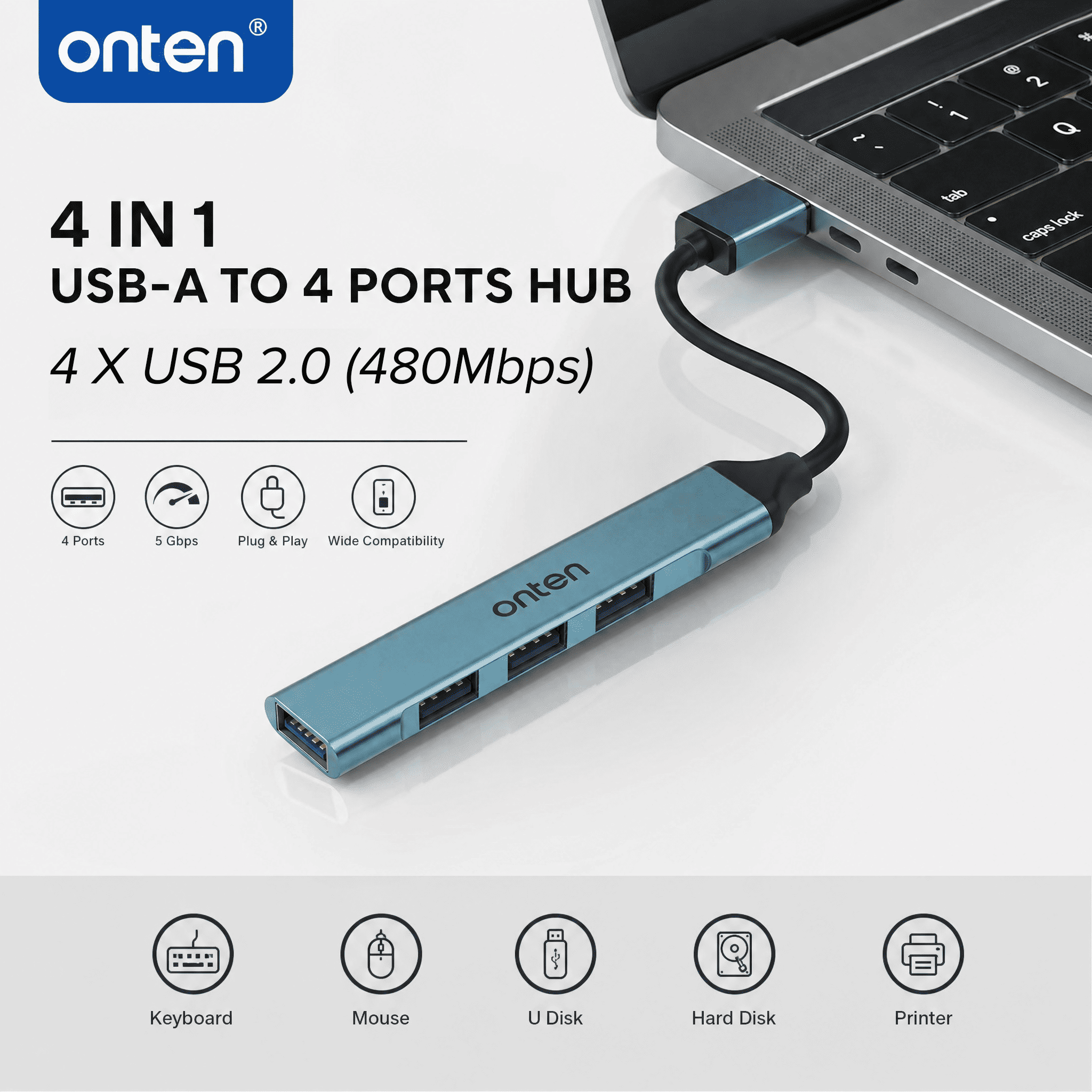 OTN-5701D ONTEN USB A 2.0 HUB 4 Port