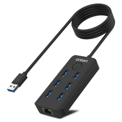 OTN-8121 ONTEN USB Hub 7 Port With Windows Screen  Lock WITH PORT LANRJ45