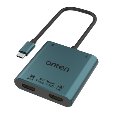 OTN-9175K MST Adapter Type C to Dual HDMI With PD Charging & USB A 3.0