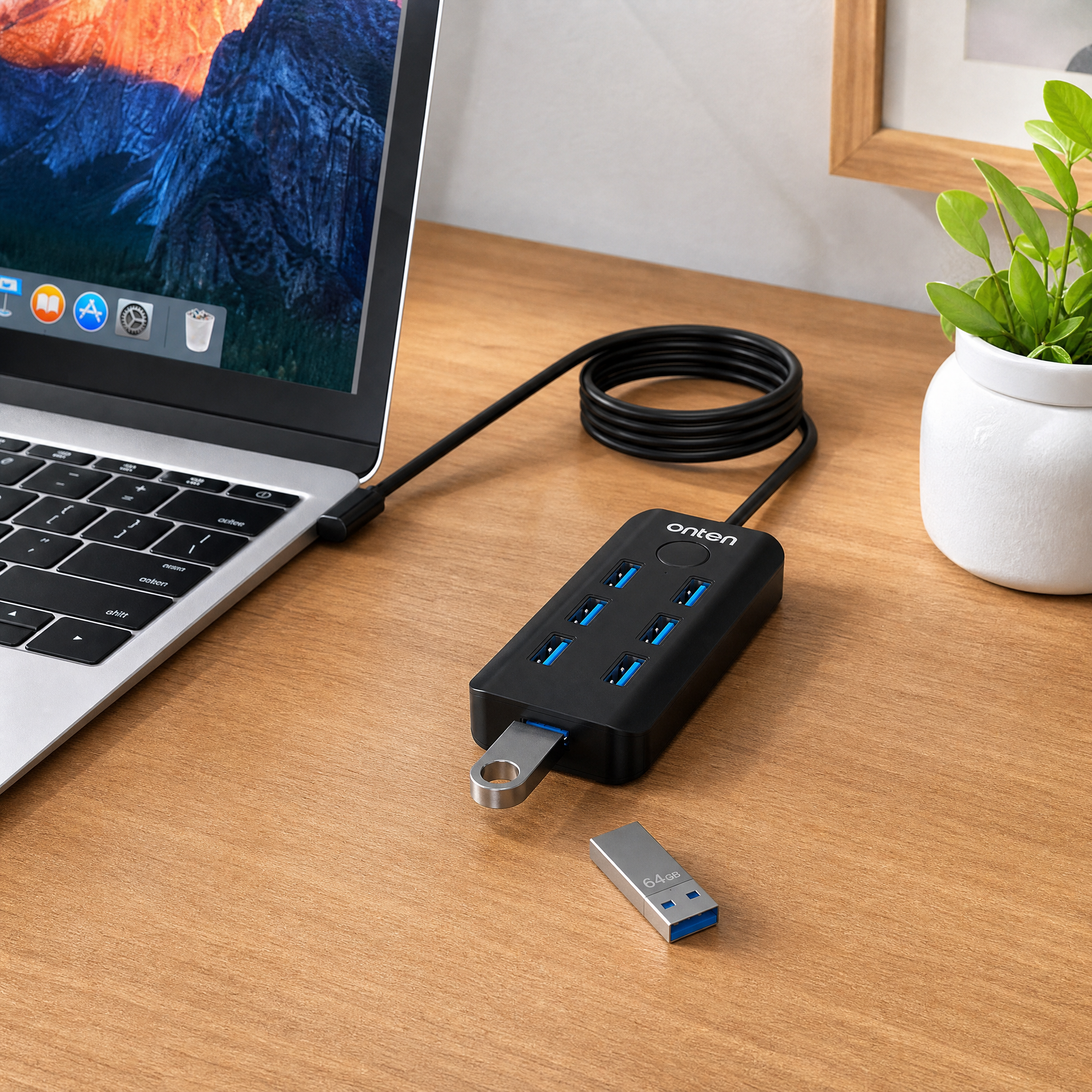 OTN-8120 ONTEN USB Hub 7 Port With Windows Screen  Lock