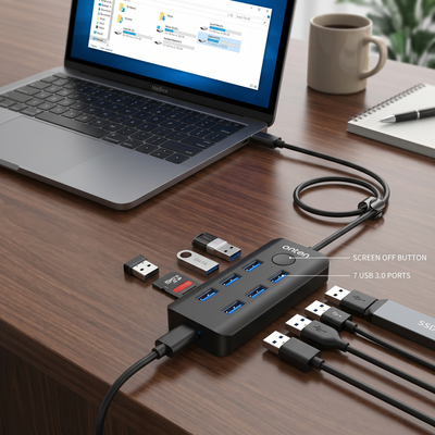 OTN-8120 ONTEN USB Hub 7 Port With Windows Screen  Lock