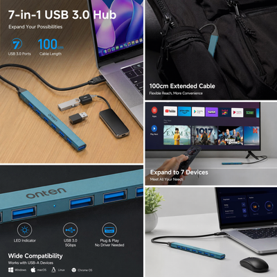 OTN-UCA9702 ONTEN USB HUB 7 Port Dual Connection
