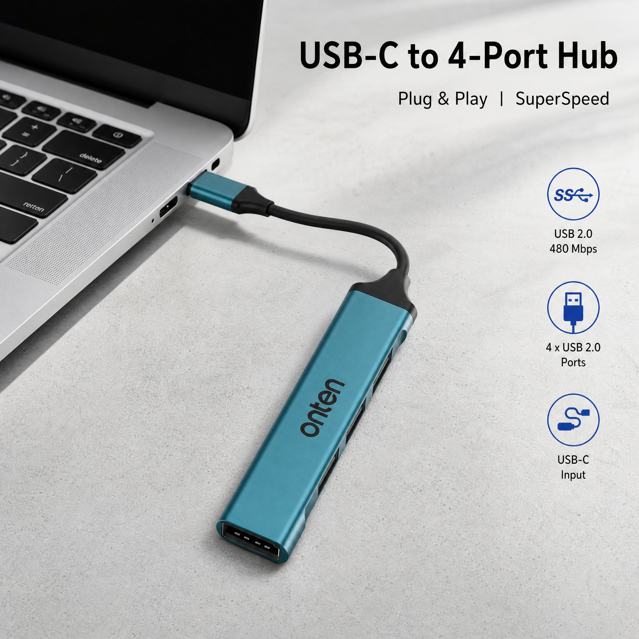 OTN-9701D ONTEN USB C 2.0 HUB 4 Port