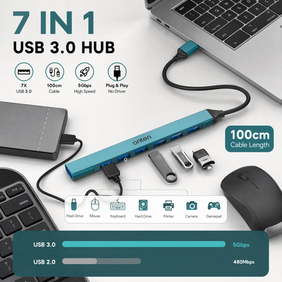 OTN-UCA9702 ONTEN USB HUB 7 Port Dual Connection